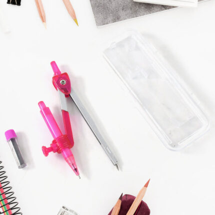 Student Geometry Compass Set (4-in-1) Compact Math Tool Kit for Drawing, Measuring School Use